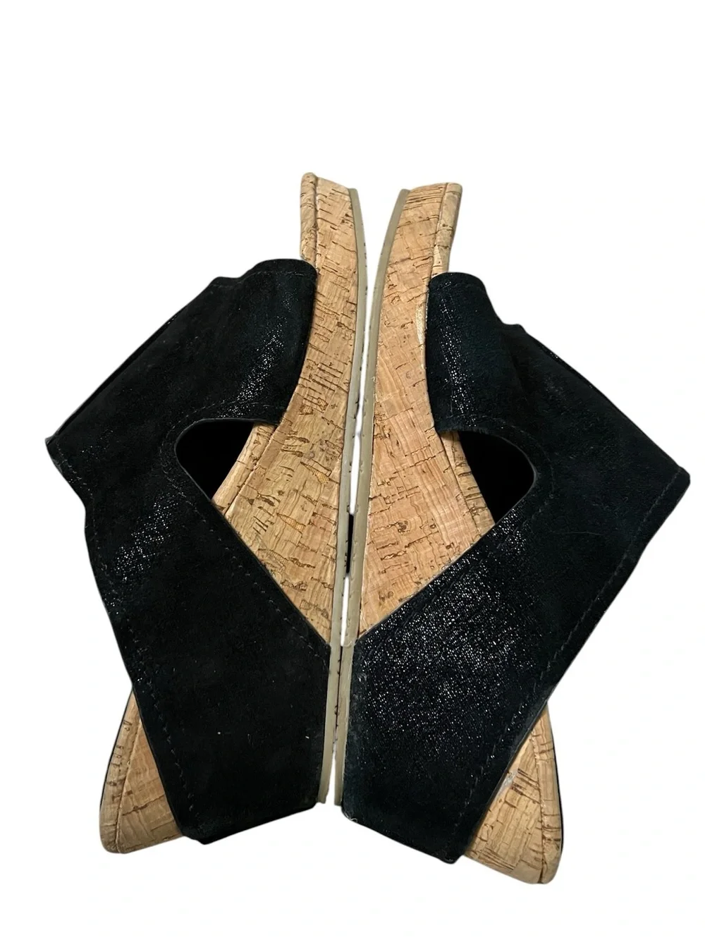 Donald J. Pliner Gerie black metallic leather wedge sandals minimalist